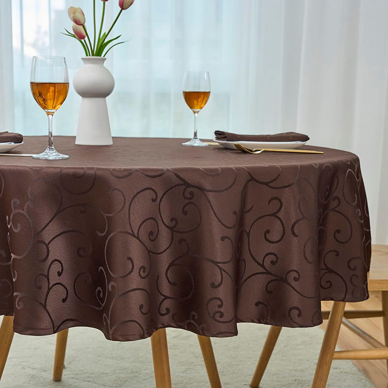 Lofaris Coffee Round Luxury Premium Polyester Table Cover