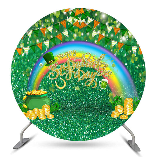 Lofaris Coins Hat Rainbow St Patricks Day Round Backdrop