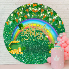 Lofaris Coins Hat Rainbow St Patricks Day Round Backdrop