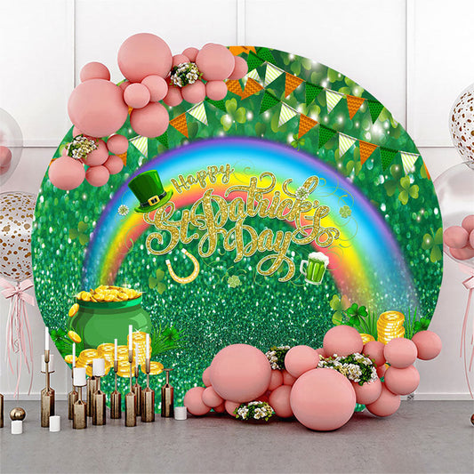 Lofaris Coins Hat Rainbow St Patricks Day Round Backdrop