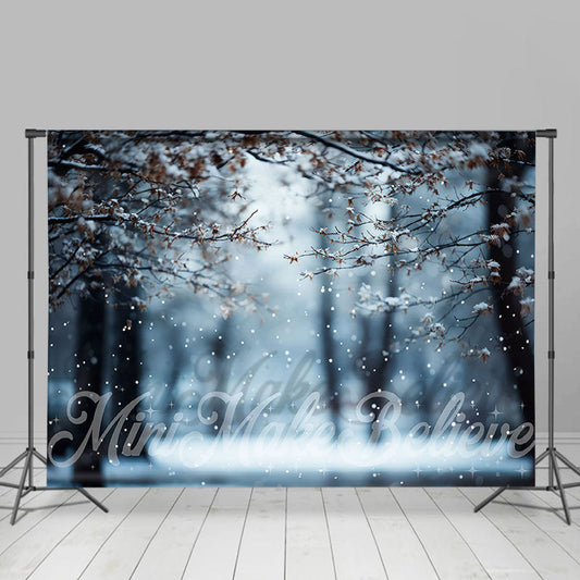 Lofaris Cold Snowy Scene Branchs Forest Bokeh Winter Backdrop