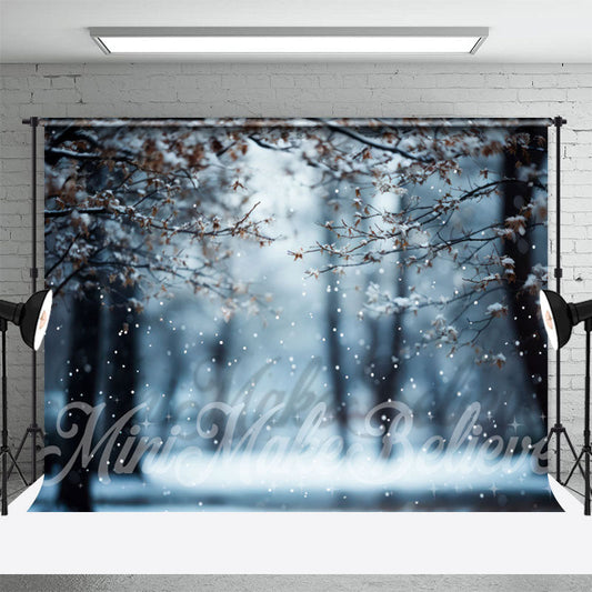 Lofaris Cold Snowy Scene Branchs Forest Bokeh Winter Backdrop