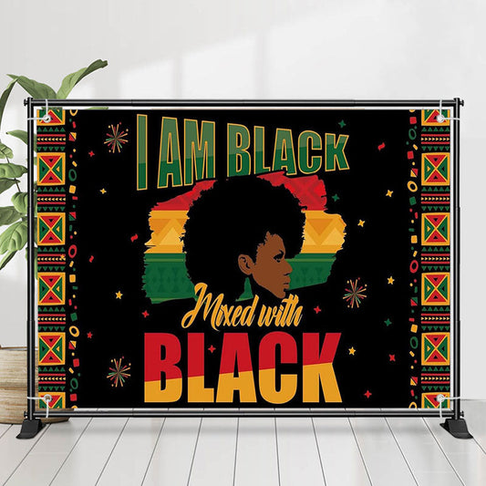 Lofaris Colored Border Girl Black History Month Backdrop