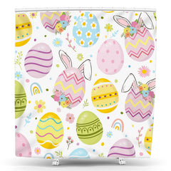Lofaris Colored Egg Rabbit Ears Floral Easter Shower Curtain