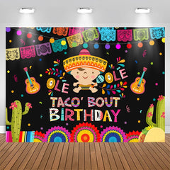 Lofaris Colored Mexican Fiesta Taco Bout Birthday Backdrop