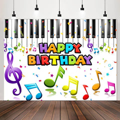 Lofaris Colored Music Notes Piano Happy Birthday Backdrop