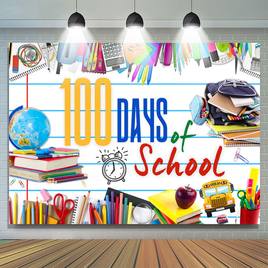 Lofaris Colored Pens Book 100Days Back To School Backdrop