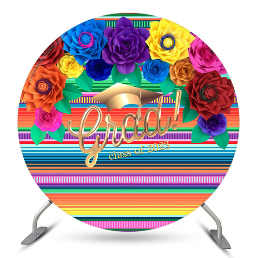 Lofaris Colored Stripe Grad Round Backdrop For Party Decoration