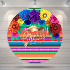 Lofaris Colored Stripe Grad Round Backdrop For Party Decoration