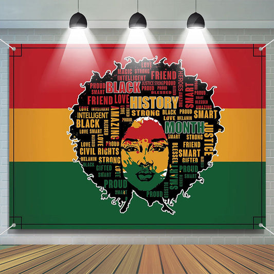 Lofaris Colored Stripes Girl Black History Month Backdrop