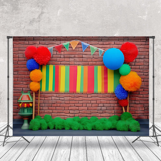 Lofaris Colorful Ball Shaped Flower Paint Brick Backdrop