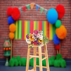 Lofaris Colorful Ball Shaped Flower Paint Brick Backdrop