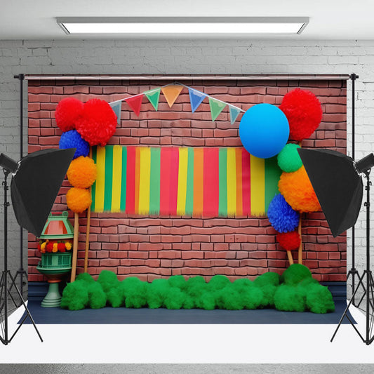 Lofaris Colorful Ball Shaped Flower Paint Brick Backdrop