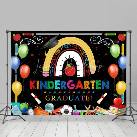 Lofaris Colorful Ballons Kindergarten Black Backdrop For Party
