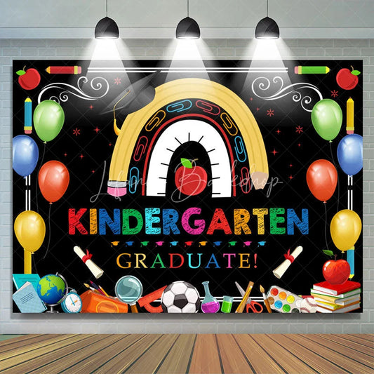 Lofaris Colorful Ballons Kindergarten Black Backdrop For Party