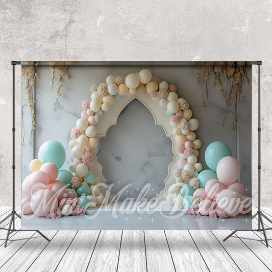 Lofaris Colorful Balloon Marble Birthday Cake Smash Backdrop