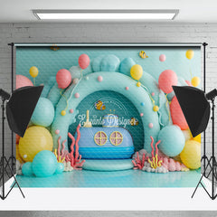 Lofaris Colorful Balloon Submarine Coral Cake Smash Backdrop