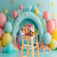 Lofaris Colorful Balloon Submarine Coral Cake Smash Backdrop