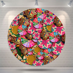 Lofaris Colorful Basket Pattern Circle Holiday Backdrop