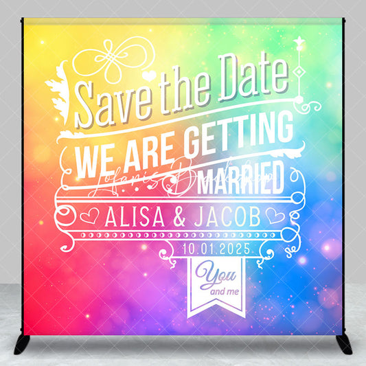 Lofaris Colorful Bokeh Save The Date Custom Wedding Backdrop