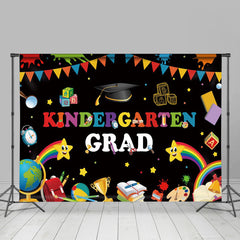 Lofaris Colorful Book Bag Black Kindergarden Grad Backdrop