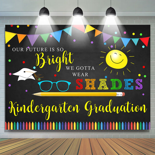 Lofaris Colorful Bright Future Kindergarten Graduation Backdrop