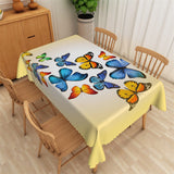 Load image into Gallery viewer, Lofaris Colorful Butterflies Light Yellow Fabric Tablecloth