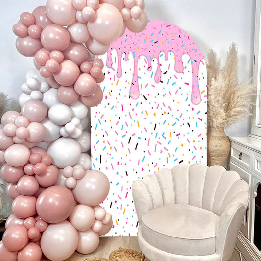 Lofaris Colorful Candy Pink Melted Cream White Arch Backdrop