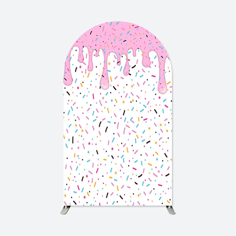 Lofaris Colorful Candy Pink Melted Cream White Arch Backdrop
