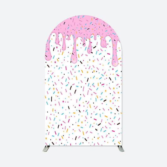 Lofaris Colorful Candy Pink Melted Cream White Arch Backdrop