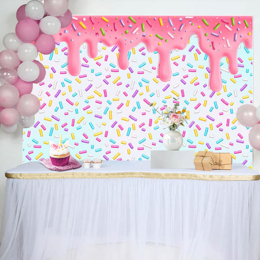 Lofaris Colorful Candyland Pink Cream Backdrop For Birthday