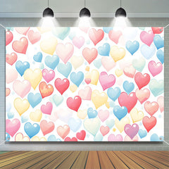 Lofaris Colorful Cartoon Dense Heart Valentines Day Backdrop