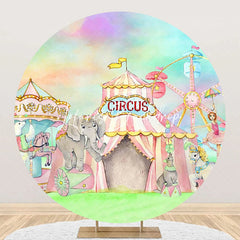 Lofaris Colorful Circus Tent Animals Round Party Backdrop