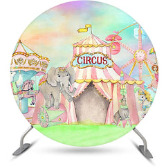 Lofaris Colorful Circus Tent Animals Round Party Backdrop