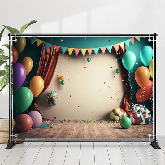 Lofaris Colorful Confetti Balloons 1st Birthday Backdrop