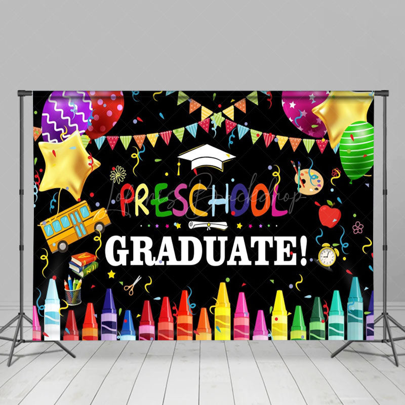 Colorful Crayon Balloon Tassel Graduation Backdrop - Lofaris