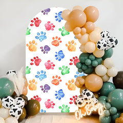 Lofaris Colorful Cute Paw Prints Arch Backdrop For Party