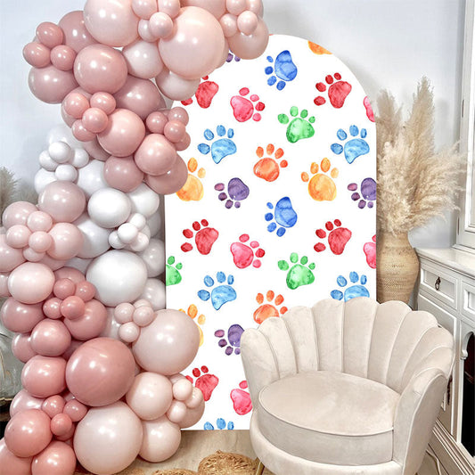 Lofaris Colorful Cute Paw Prints Arch Backdrop For Party