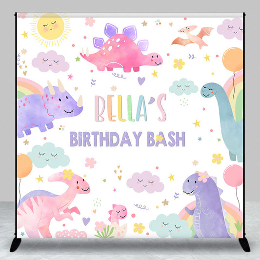 Lofaris Colorful Dinosaur Cloud Custom Birthday Backdrop
