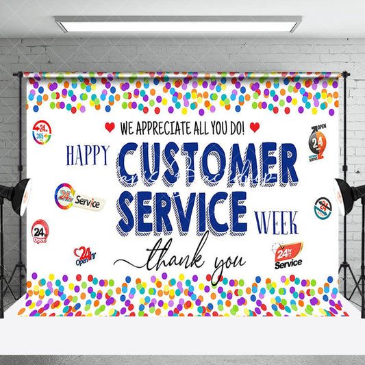 Lofaris Colorful Dot Thank You Customer Sevice Week Backdrop