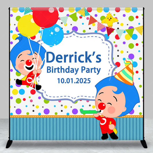 Lofaris Colorful Dots Clown Stripe Custom Birthday Backdrop
