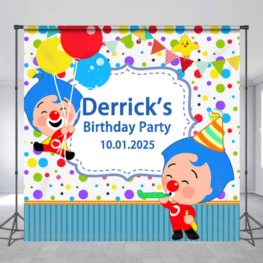 Lofaris Colorful Dots Clown Stripe Custom Birthday Backdrop