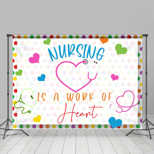 Lofaris Colorful Dots Heart Thanks Nurse Backdrop