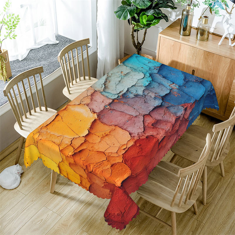 Lofaris Colorful Dry Crack And Broken Rectangle Tablecloth