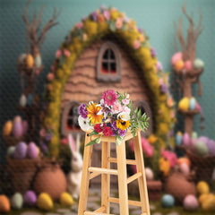 Lofaris Colorful Egg Rabbit Wood Easter Backdrop For Photo