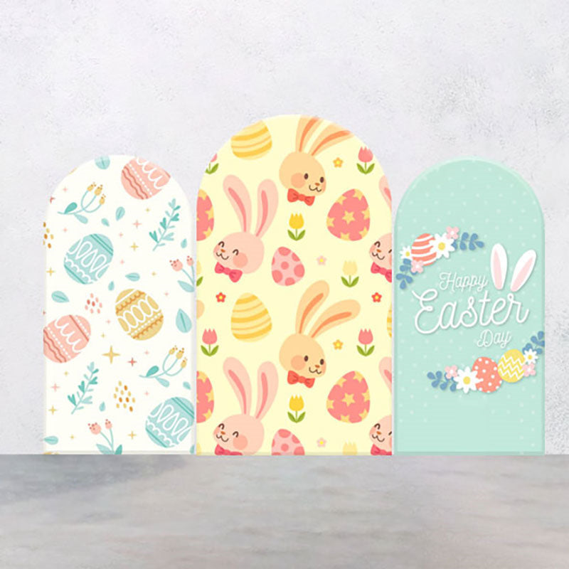 Lofaris Colorful Eggs Bunny Happy Easter Arch Backdrop Kit