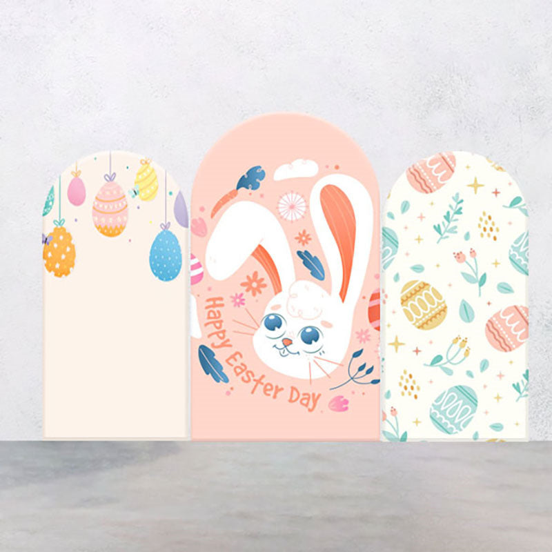 Lofaris Colorful Eggs Bunny Pink Easter Arch Backdrop Kit