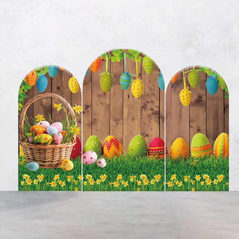 Lofaris Colorful Eggs Floral Grass Easter Arch Backdrop Kit