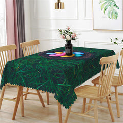 Lofaris Colorful Eggs Green Lawn Easter Rectangle Tablecloth