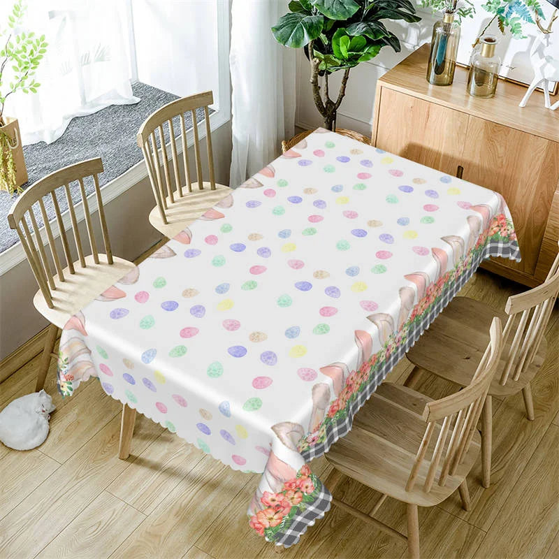 Lofaris Colorful Eggs Rabbit Ears Easter Square Tablecloth